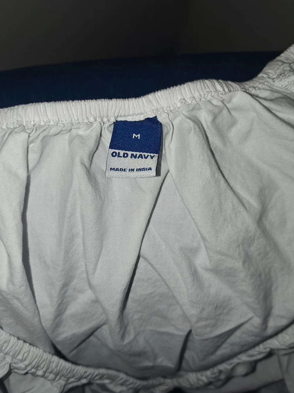 Old Navy White Puff Sleeve Smocked V-Neck Top
